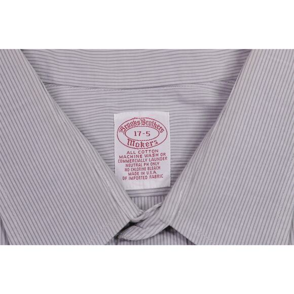 Brooks Brothers Gray Striped Cotton Dress Shirt 17-34/35 - Picture 6 of 6